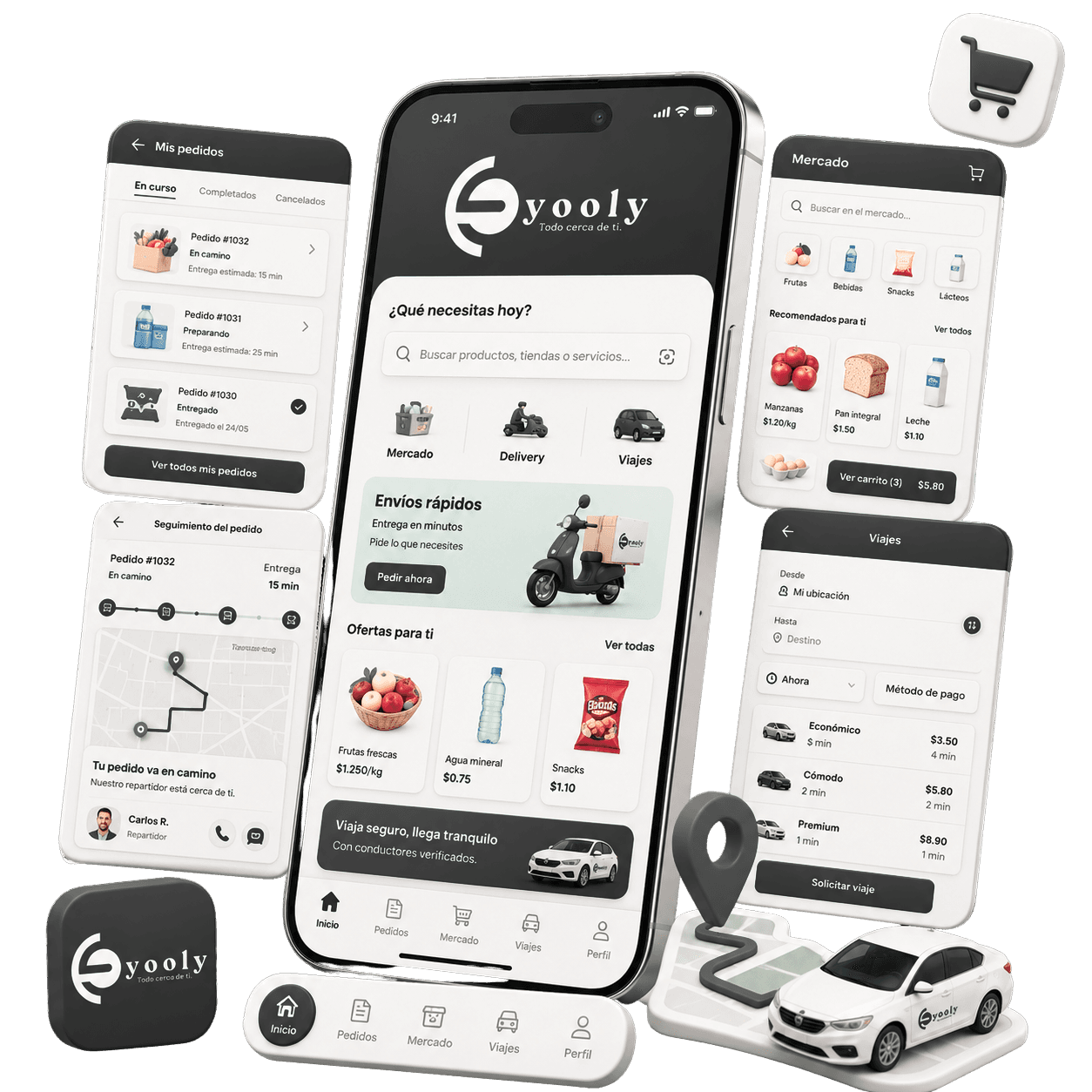 Eyooly App — Mercado, Entregas, Viajes